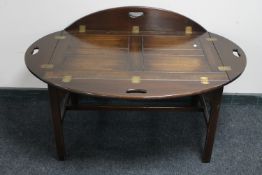 A mahogany butler's tray on stand