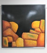 A framed oil on board, Stone wall,