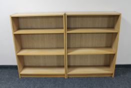 A pair of Ikea bookshelves