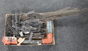 A box of Hornby track and buildings