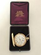 A heavy 18ct quarter repeating chronograph hunter pocket watch, 115.
