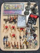 A tray of four English pewter soldiers,