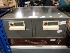 An artist's box and a Bisley two drawer desk chest