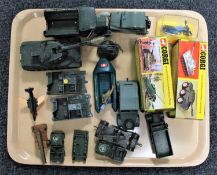 A tray of mid twentieth century die cast military vehicles, Dinky etc.