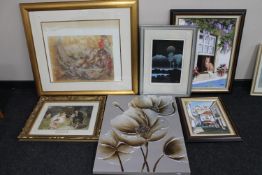 Two framed oils on canvas : Mediterranean street scenes,