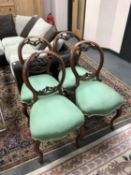 Four Victorian mahogany dining room chairs