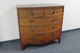 A Victorian mahogany bow-fronted five drawer chest