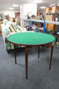 A 19th century inlaid mahogany demi-lune card table,