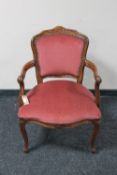 A continental salon armchair in pink dralon