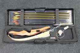 A cased Sam HDE Archery set