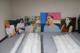 Four unframed oils on canvas - portrait studies