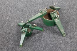 Two cast iron Christmas tree stands