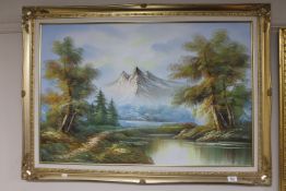 ** Withdrawn ** A late 20th century gilt framed oil on canvas,