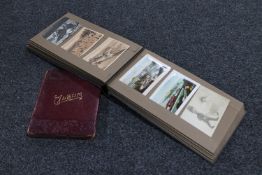 An album of antique and later postcards, film stars,