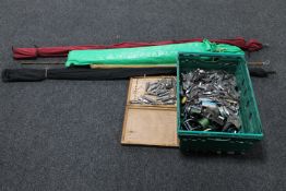 A box of large quantity of lead fishing weights, fishing reels,