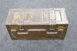 A metal ammunition crate