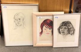 Donald James White : Beath Schoolgirl, colour chalks, signed with initials, dated'84, 29 cm x 20 cm,