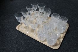 A tray of crystal glasses