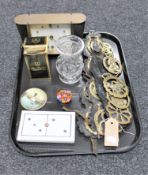 A tray containing mid 20th century mantel clock, boxed Edinburgh crystal liqueur glass,