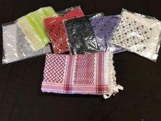 A box of seventy assorted scarves and shawls