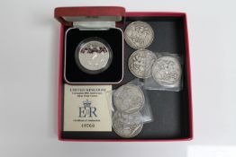 A box of five Victorian silver crowns,
