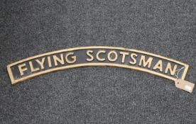 A cast iron Flying Scotsman sign