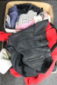 Two boxes containing assorted lady's clothing and jackets