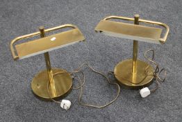 A pair of 20th century brass banker's desk lamps