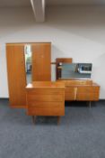A mid twentieth century teak CWS Ltd three piece bedroom suite