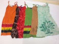 A box of seventeen tie-dye vest tops