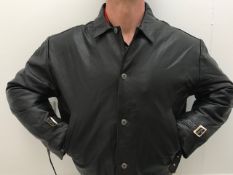 A box of men's leather jackets