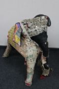 A twentieth century fabric elephant upholstered in Indian style fabrics