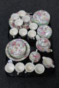 Two trays of Mid Winter floral tea china