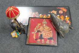 Two Eastern style fabric pictures,