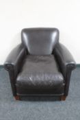 A brown leather armchair
