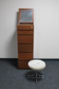 A contemporary multi drawer barrow chest and a steel based stool