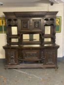 A Victorian oak mirror backed sideboard, width 230 cm.