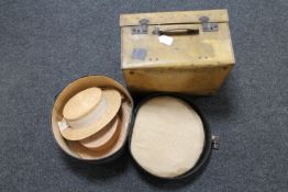 A pig skin trunk and a hat box