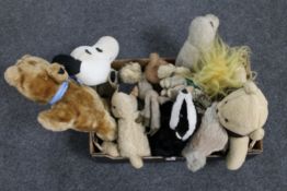 A box of soft toys, teddy bears,