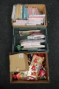 Three boxes of greetings cards,