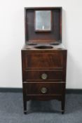 A George III inlaid mahogany wash stand commode