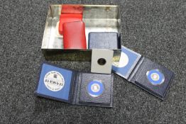 A tin of sterling silver frosted proof £1 Jersey coin, commemorative coins,