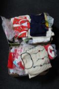 Two boxes of assorted vintage children's clothing