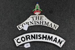Two metal railway signs : Cornishman.