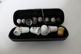A group of fourteen thimbles including two hallmarked silver examples by Charles Horner (14)
