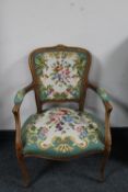 A salon armchair in tapestry fabric