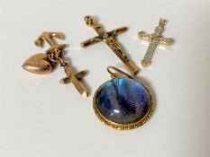 A group of gold including diamond set crucifix,