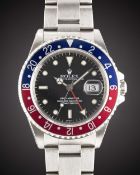 A GENTLEMAN'S STAINLESS STEEL ROLEX OYSTER PERPETUAL DATE GMT MASTER 