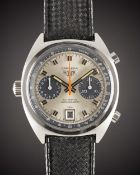 A GENTLEMAN'S STAINLESS STEEL HEUER CARRERA AUTOMATIC CHRONOGRAPH WRIST WATCH CIRCA 1970s, REF. 1153