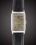 A GENTLEMAN'S STAINLESS STEEL JAEGER LECOULTRE REVERSO WRIST WATCH CIRCA 1930s Movement: 17J, manual